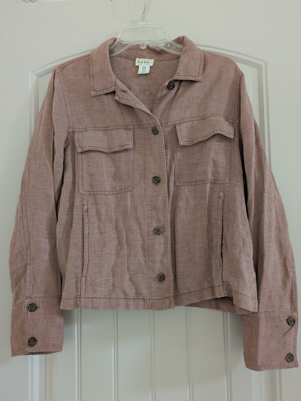 Nicole Miller New York Lightweight Jacket Linen BlendCotton in Peach Size Medium